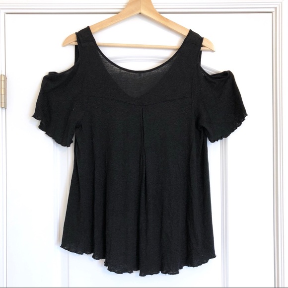 Free People Black Cold Shoulder Short Sleeve Top - Picture 7 of 7